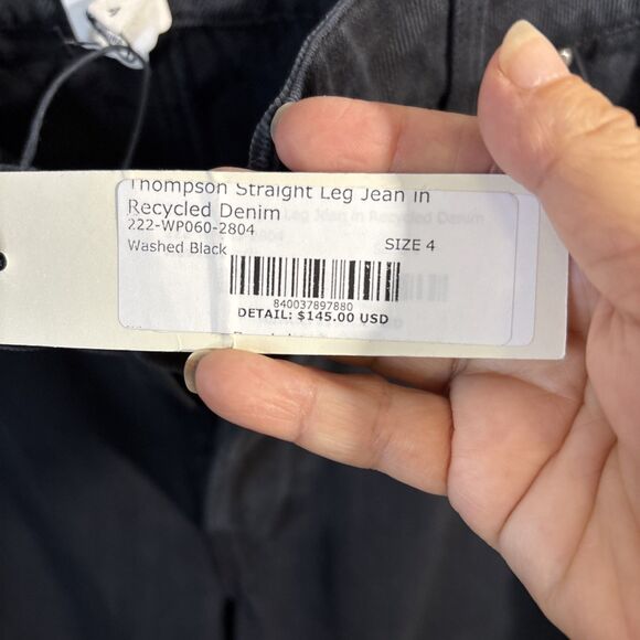 Alex Mill Womens  4 Black Recycled Denim Straight Leg - Picture 5 of 12